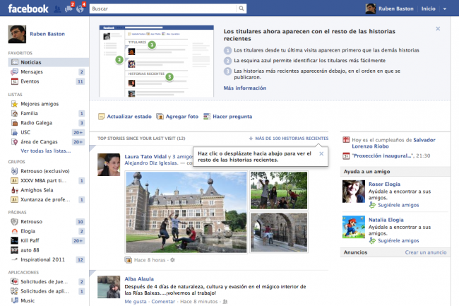 Cambios en facebook 27/09/11