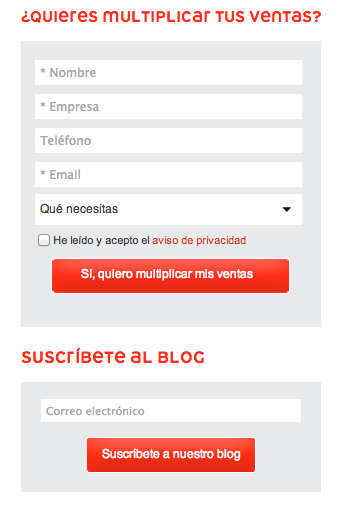 Formulario del blog de Elogia