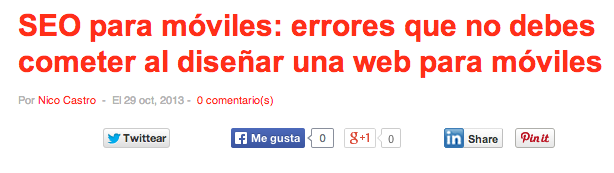 Botones sociales en blog de Elogia