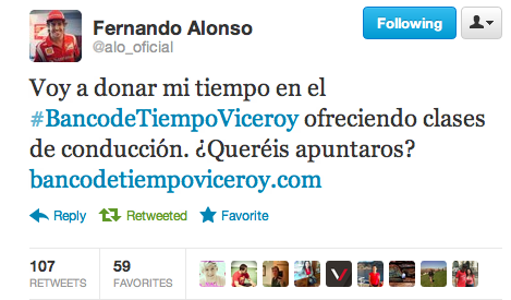 Tweet de Fernando Alonso