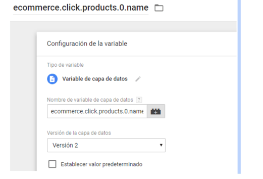 GTM ecommerce configuracion categoría