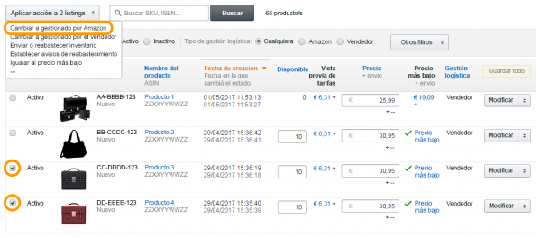 Listing de tu catálogo en Amazon