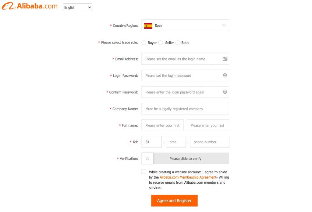 Alta como proveedor alibaba