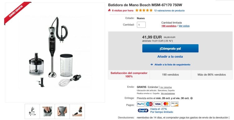Ejemplo de buena fotografía de producto en eBay