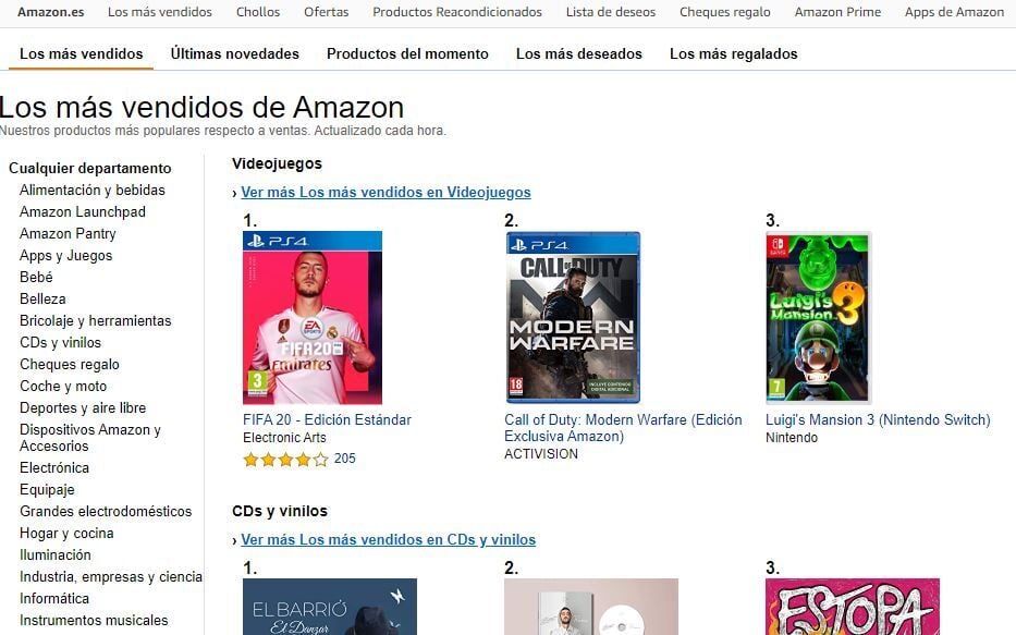 Los más vendidos de Amazon