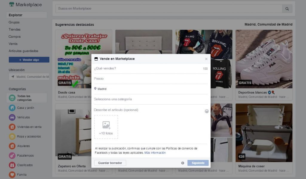El marketplace de Facebook