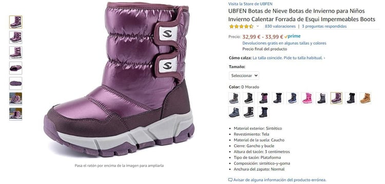 Ejemplo de imágenes de producto en Amazon
