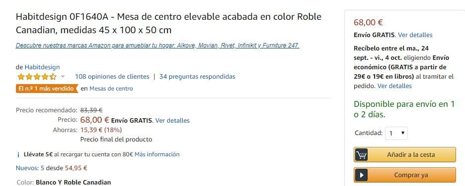 Opciones de envío en Amazon
