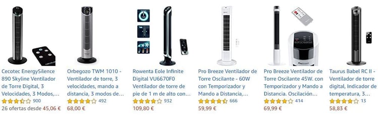 Calificaciones de estrellas en Amazon