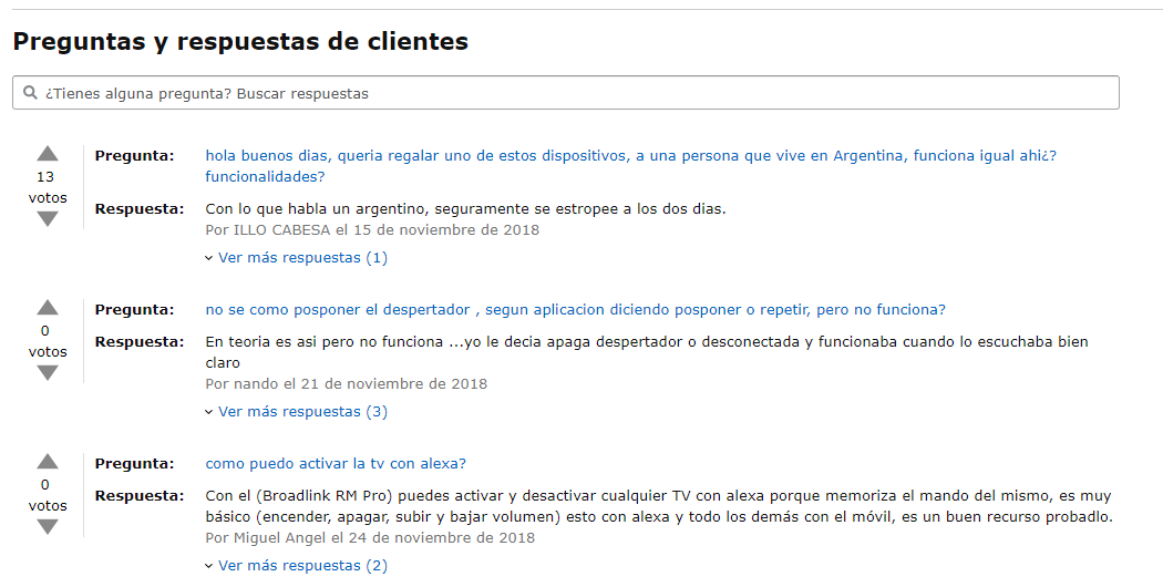 Valoraciones en Amazon: preguntas y respuestas de clientes